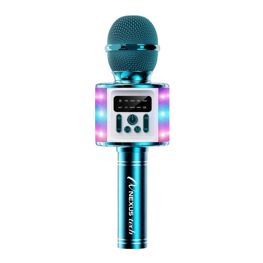 TWS Dual Wireless Karaoke Microphone Bluetooth Speaker 5W RGB Light Voice Changer Professional Halloween Party Solution Home KTV Kids Adults