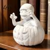 Atmospheric Festival Sculpture 3D Printed Pumpkin Boy Figurine Unpainted White DIY Statue Unique Tabletop Display Piece Halloween Mummy Sculpture