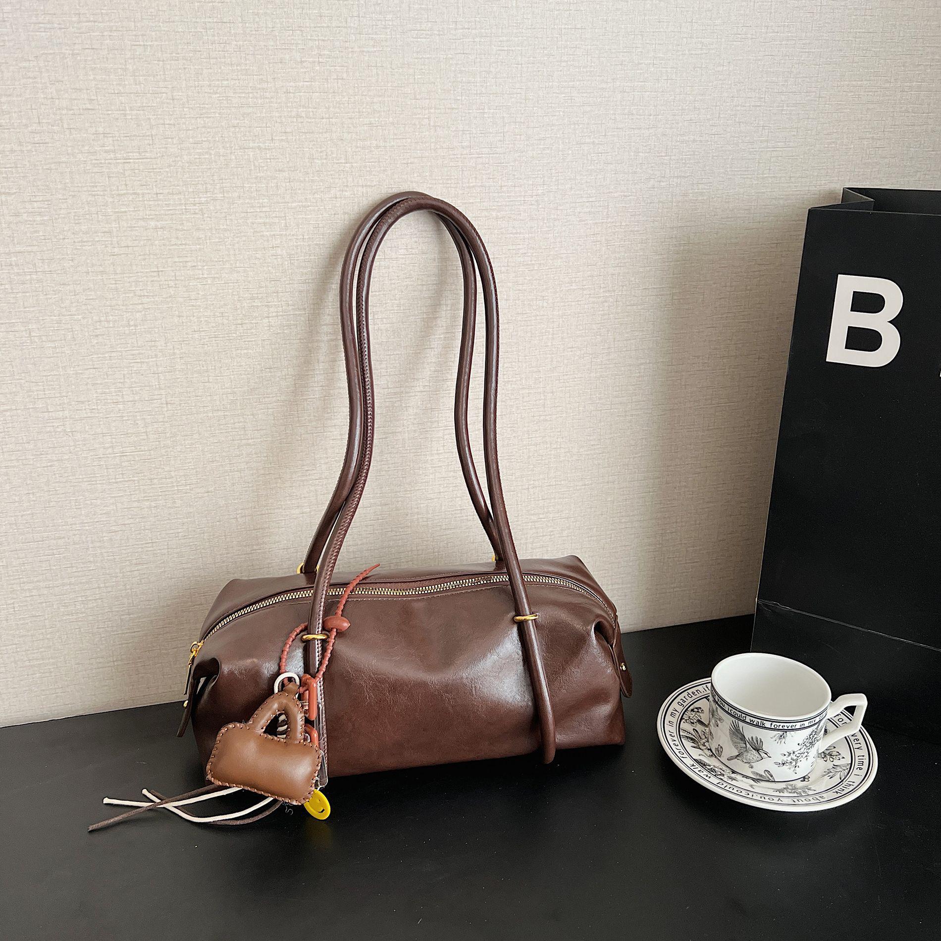 

Элегантная женская сумка-багет большой вместимости подмышку - Новый модный стиль для плеча и руки, для通勤 Without Pendant кофейный