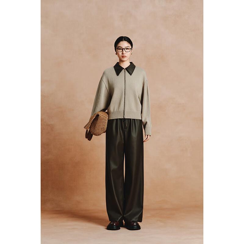 

Женский трикотажный свитер с длинным рукавом и воротником поло в стиле колорблок M