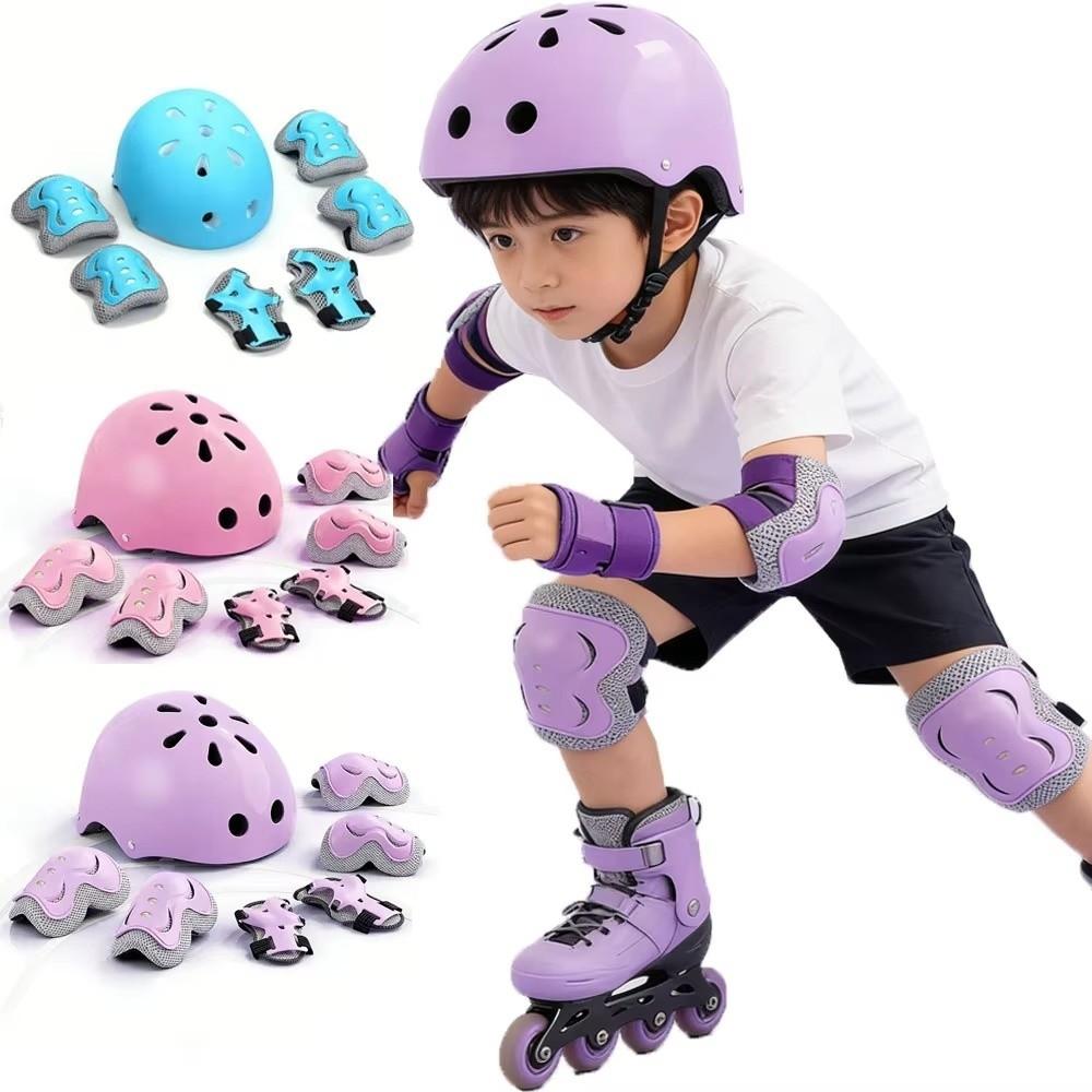 7Pcs/Set Adjustable Kids Knee Pads and Elbow Pads Thickened Safety Gear  Skateboard Sports