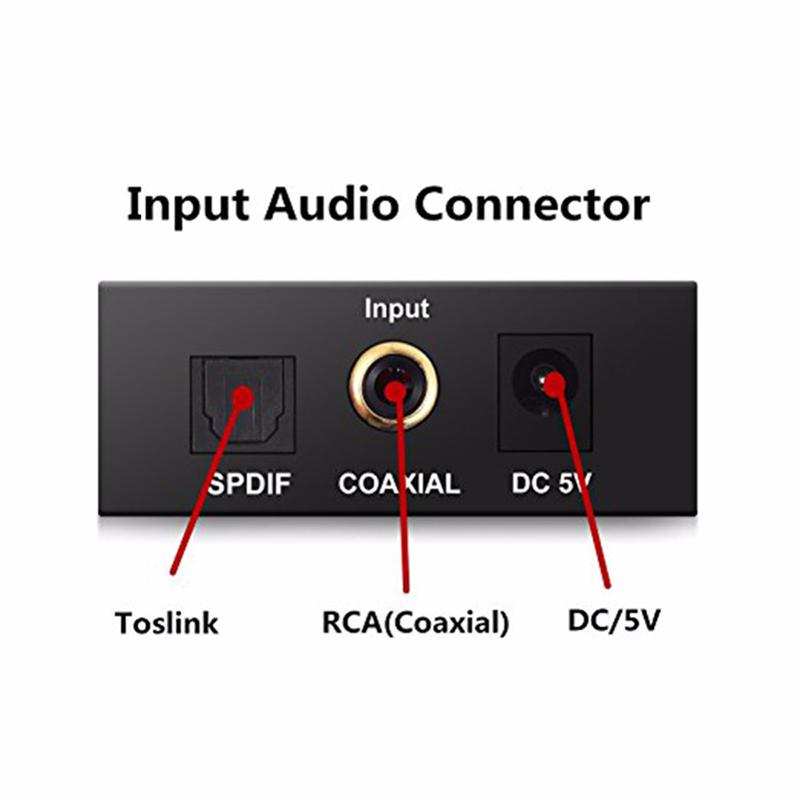 VAORLO Toslink Coaxial Optical Fiber Digital To Analog Audio AUX 3.5mm Jack RCA L/R Converter SPDIF Digital Audio Decoder Amplifier