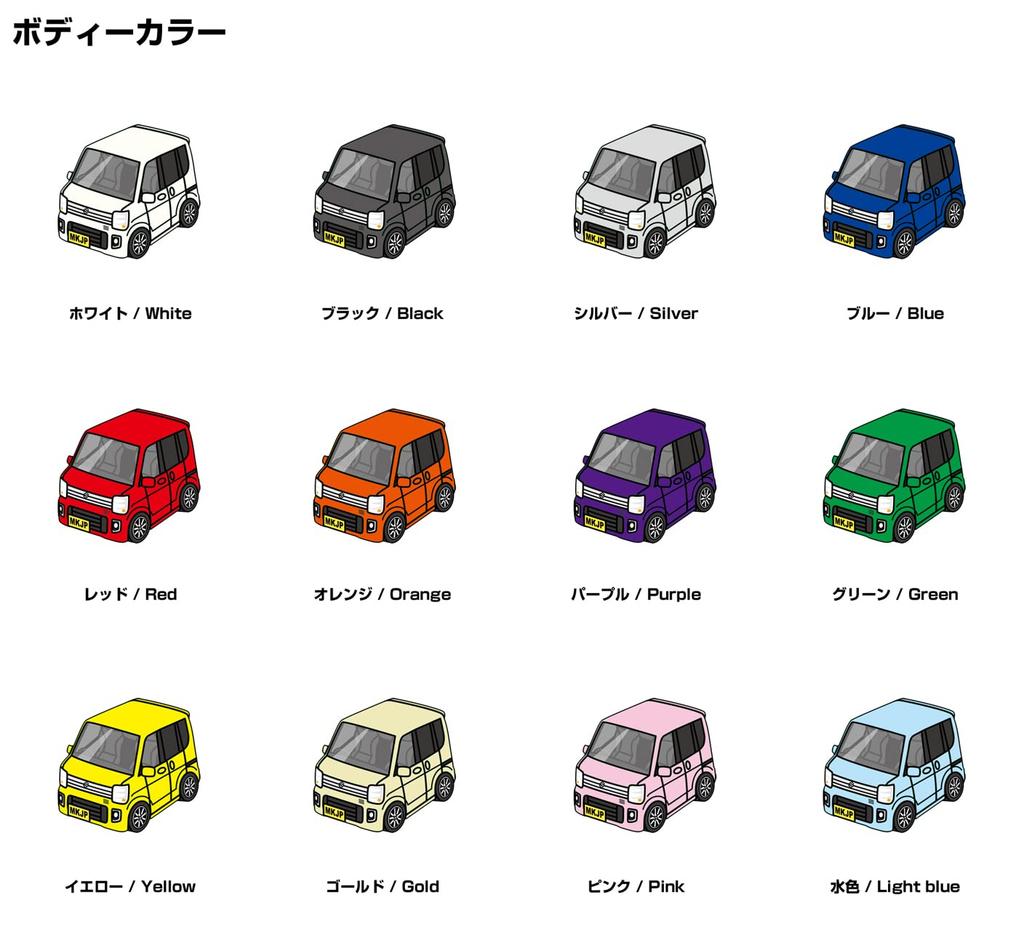 MKJP Custom Key Chain Suzuki Every Wagon DA17W Base: Black, white