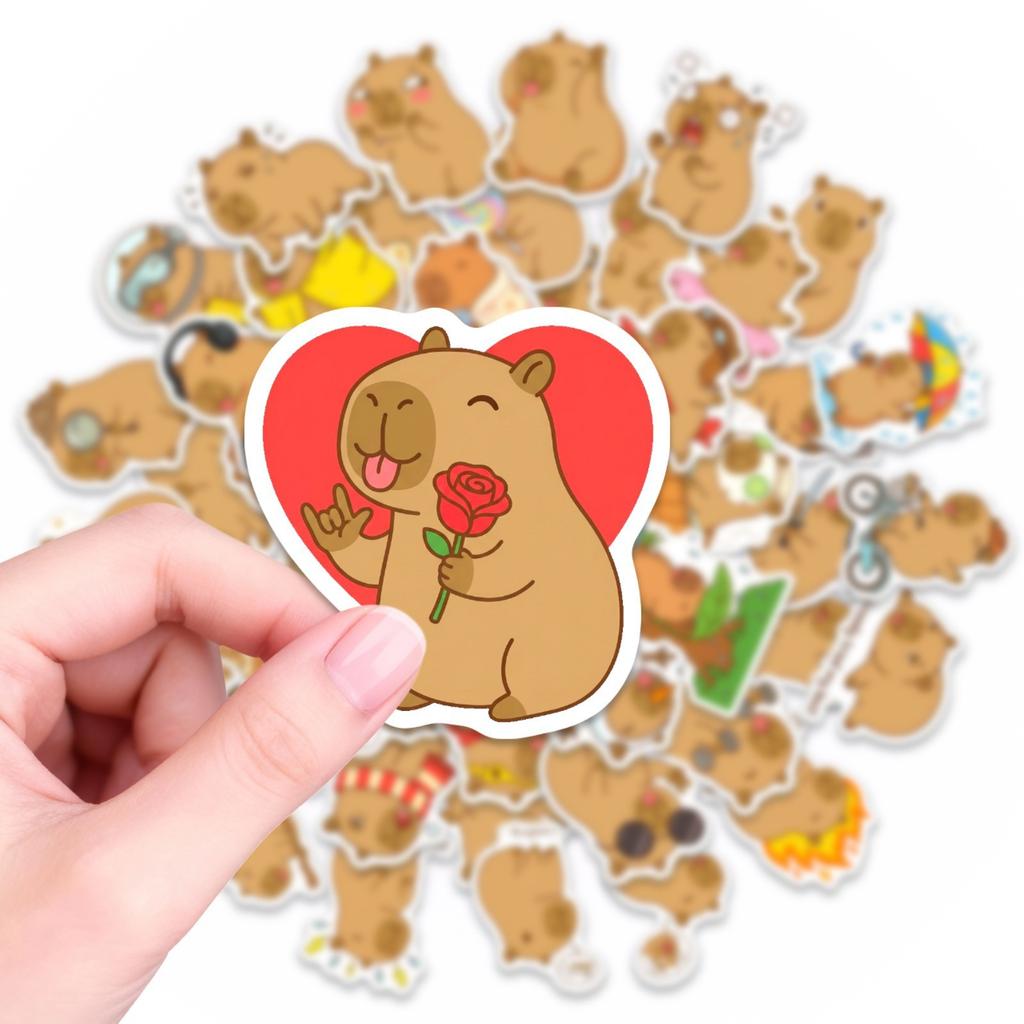 50 Cute Kapibara Stickers Healing Capybara Emoji Hand Account Material Decorative Stickers