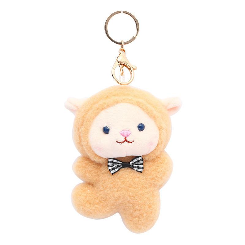 Cute Fluffy Sheep Keychain Plush Toy For Couples In Pink White Gray Brown