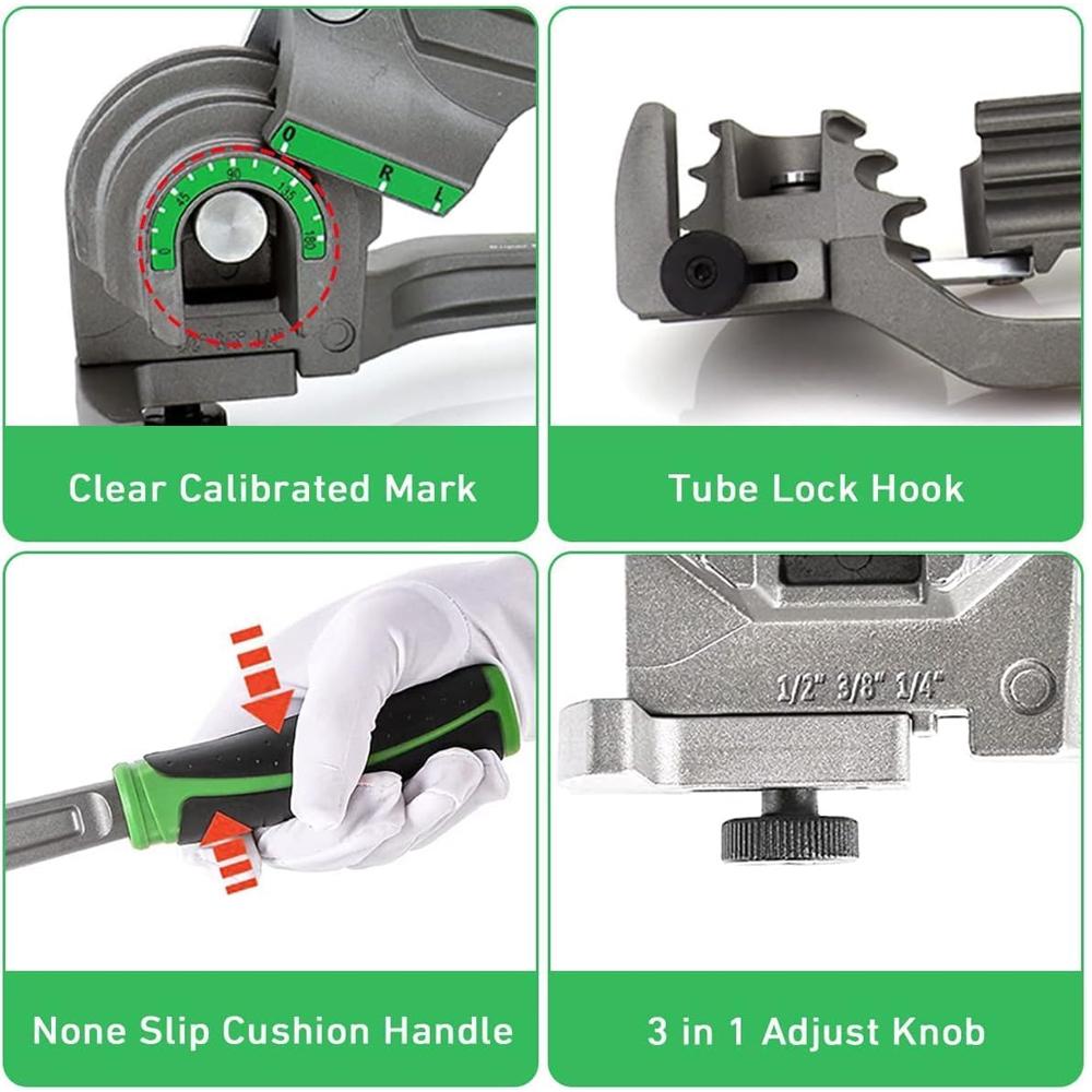 1/4” 3/8” 1/2” Außendurchmesser Manuelles Kupferrohrbieger, 3-in-1 Aluminiumrohrbiegewerkzeug für Klimaanlagen-Kältetechnik-Reparatur ST-612