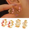 Oil Dripping Love Heart Earrings Hypoallergenic Golden Hollow Heart Hoop Earrings Lightweight Women Girls Earrings Fashion Jewelry