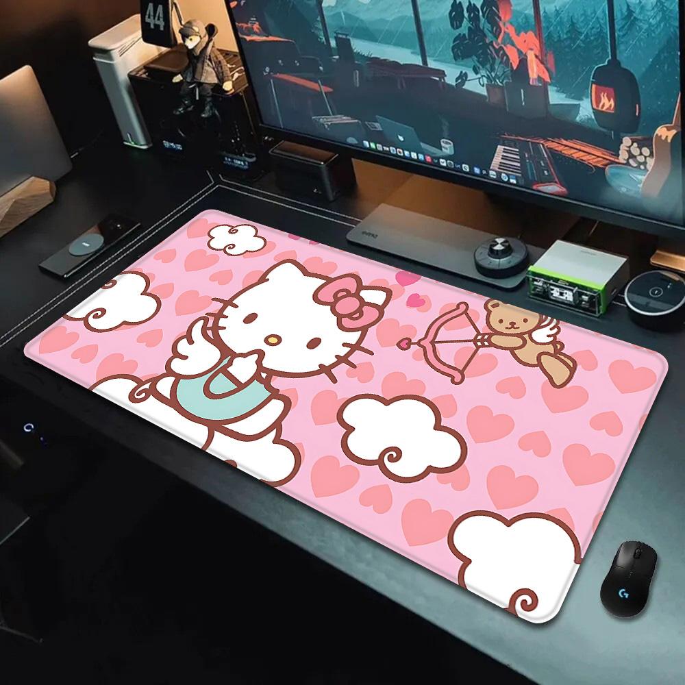 Pink Cartoon Hello Kitty Mousepad HD Printing Computer Gamers Locking Edge Non-slip Mouse Pad XXL90x40cm Keyboard PC Desk Pad