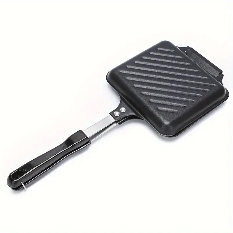 Non-stick Camping Sandwich Panini Maker With Handle, Double Sided Frying Pan Detachable Grilled Sandwich Flip Pan чёрный