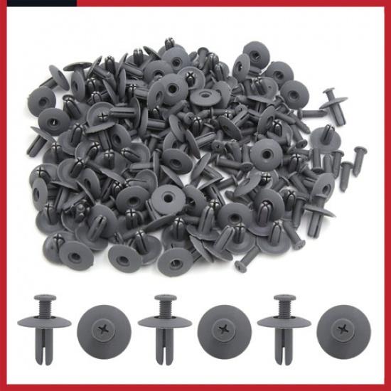 100Pcs Gray 8mm Hole Plastic Splash Guard Fastener Rivet Clips for Car