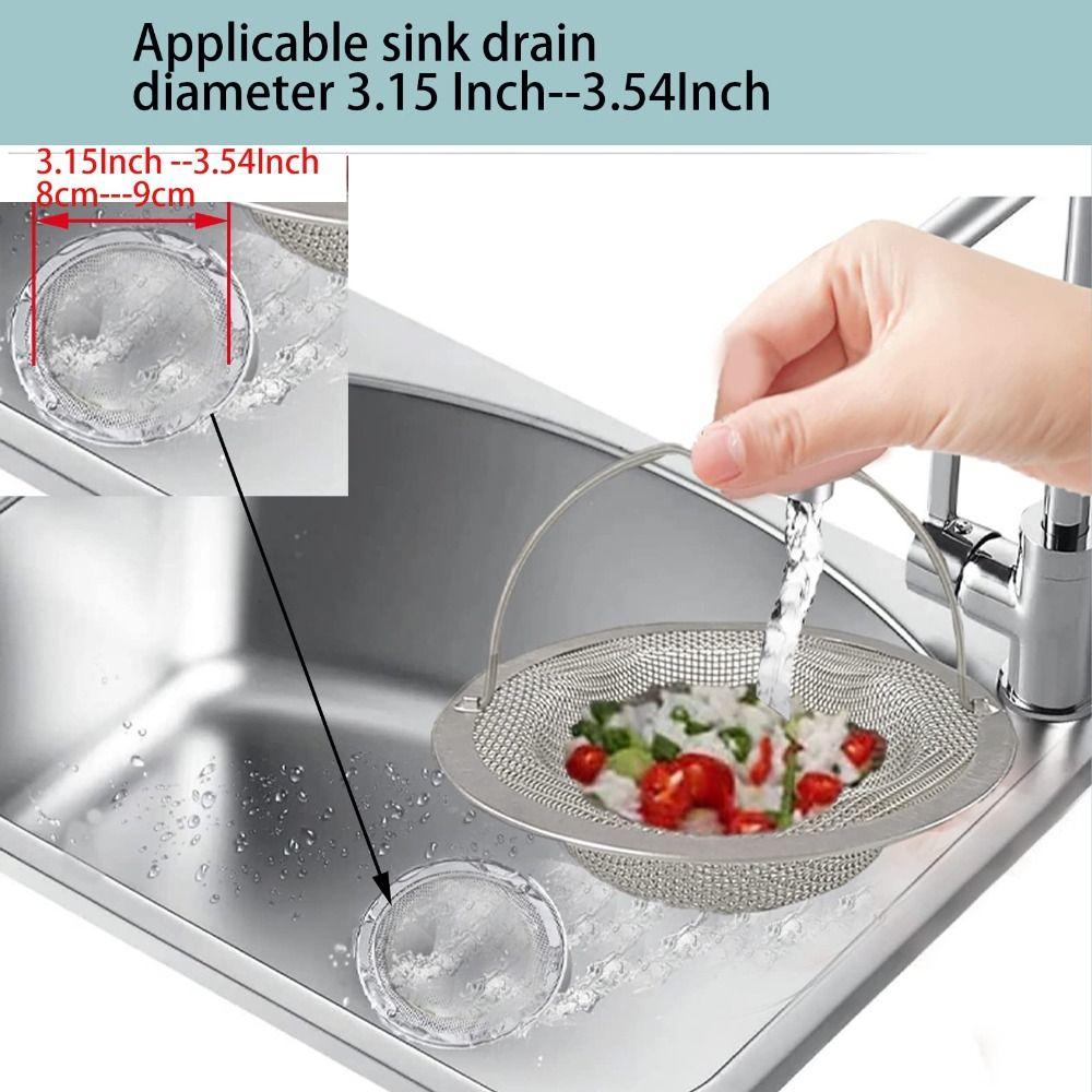 1/2/3-Piece Stainless Steel Sink Strainer With Handle Rust-Resistant Strainer Basket Universal Fit 4.4" Diameter Drain Strainer