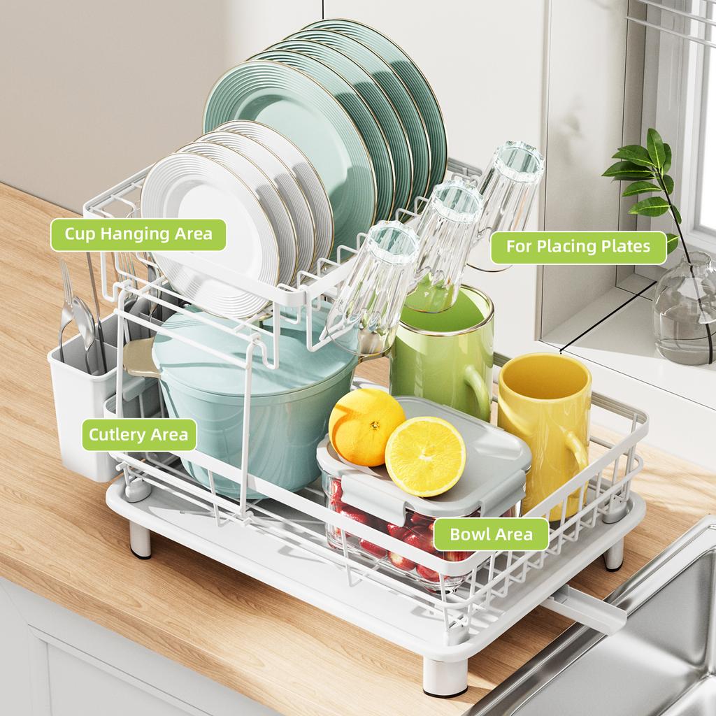 1pc Dish Rack,Kitchen Dish Drying Rack,Kitchen Dish Organizer Rack,2tier Tableware Storage Rack