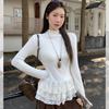 Lace Long-Sleeve T-Shirt Women Autumn Winter Korean-Style Simple Casual Base T-Shirts