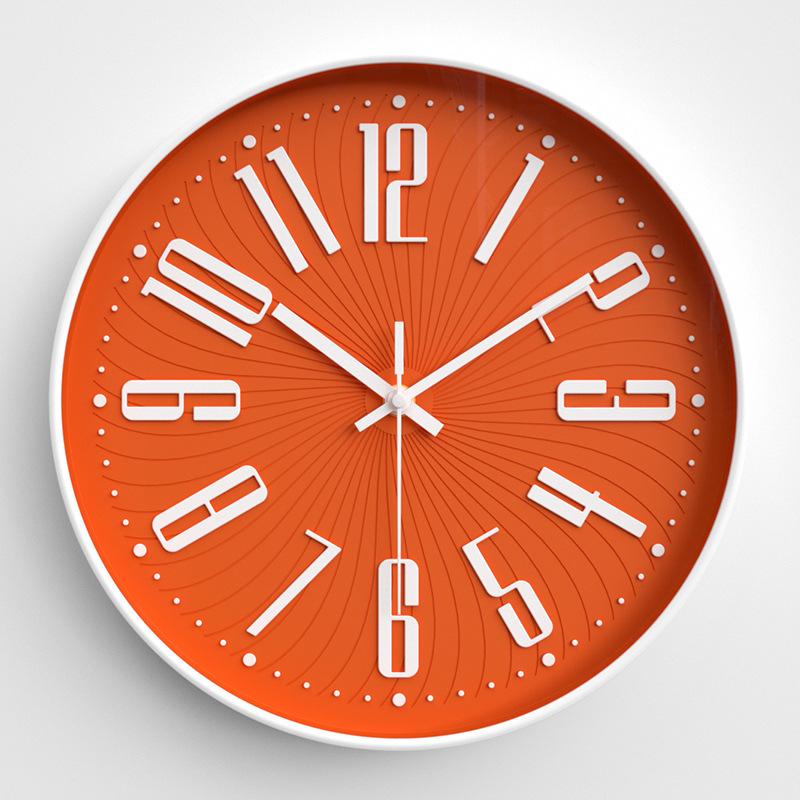 Wall Clock Modern Simple Three-dimensional Characters Personalized Creative Round Wall Clock Bedroom Silent Quartz Clock 12 Inches 30CM