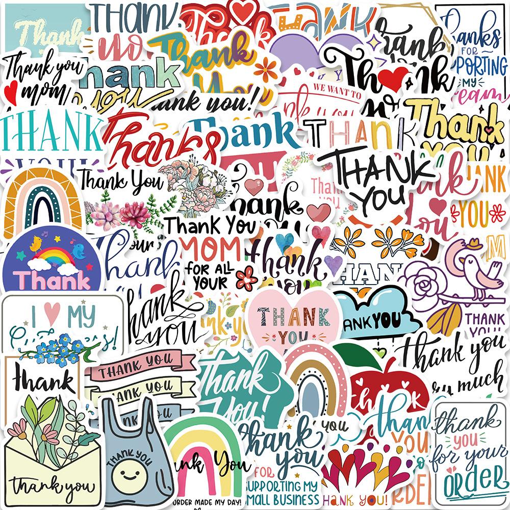 50 Inspirational Thank You Stickers Decorate The Suitcase Notebook Waterproof and Not Repeating Stickers