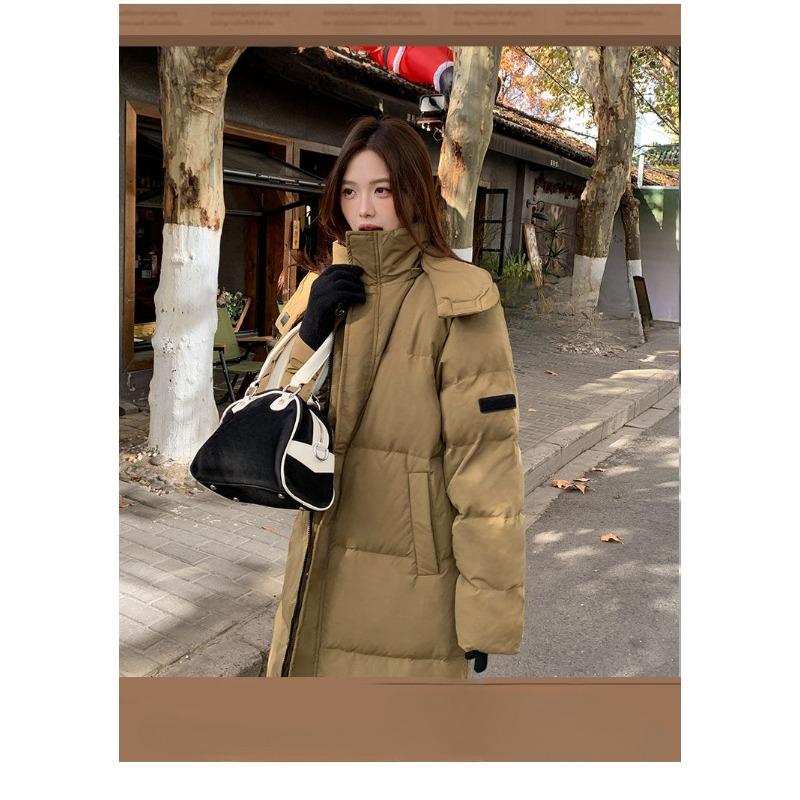 Parkas New Korean Long Cotton Coat for Female Students Knee-high Winter Fashionable Loose Down Cotton Coat