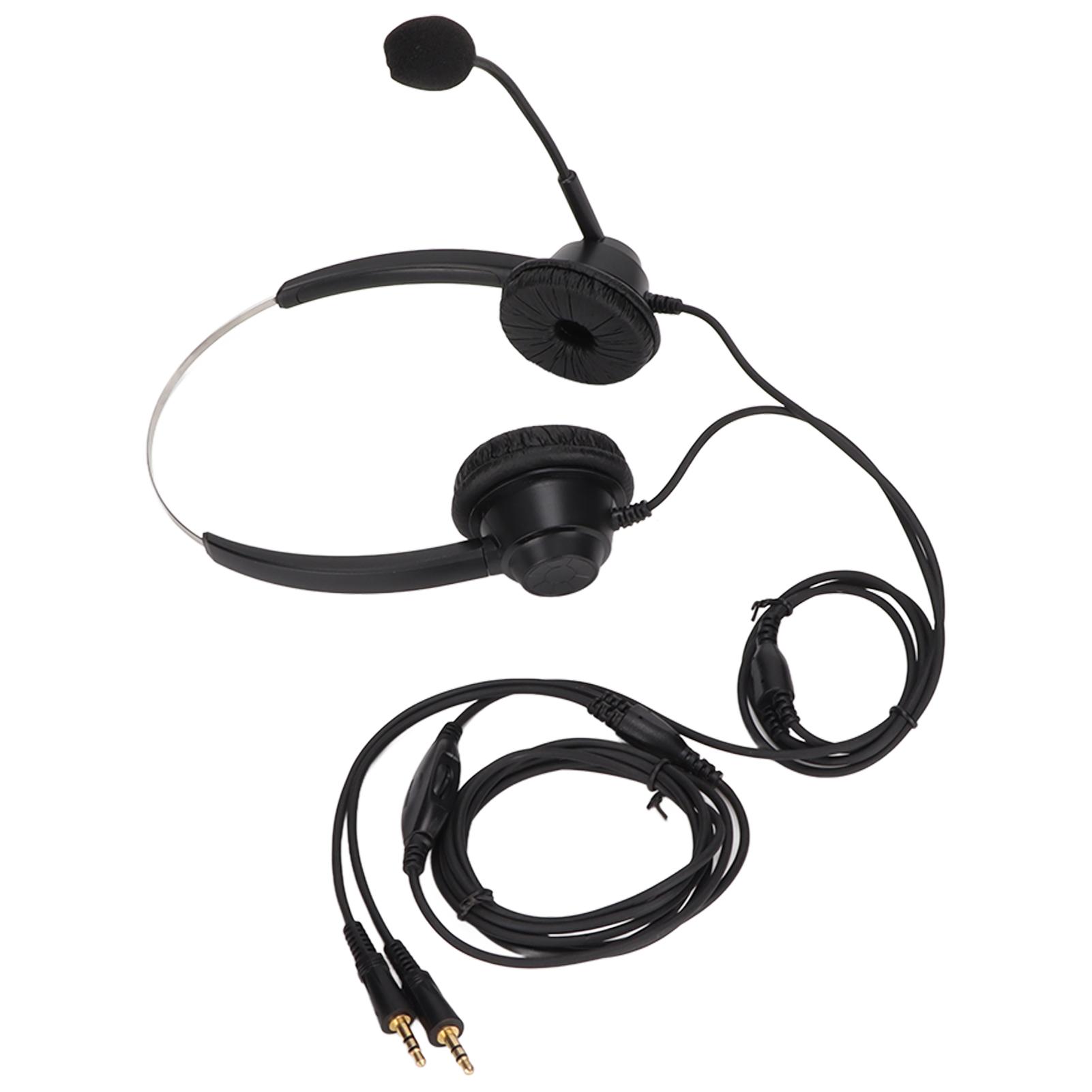

Phone Headset Dual 3.5mm Plug Binaural Adjustable Volume Wired Customer Service Headphone with Mic for PC Business