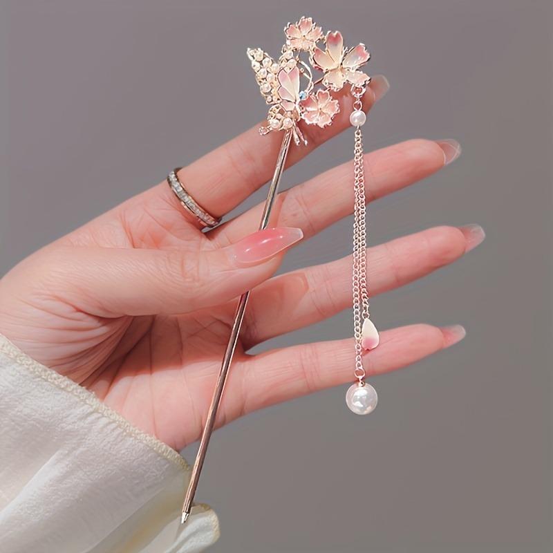 1pc Classic Chinese Style Hair Accessories Butterfly Flower Handmade Hair Clip for Women Daily Holiday Wear Girl Elegant Hairpin