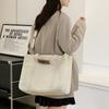 Enkel Canvas Tote Bag Dame Ensfarget Skulderveske Crossbody-veske Studentklasser Bokveske Underarmsveske