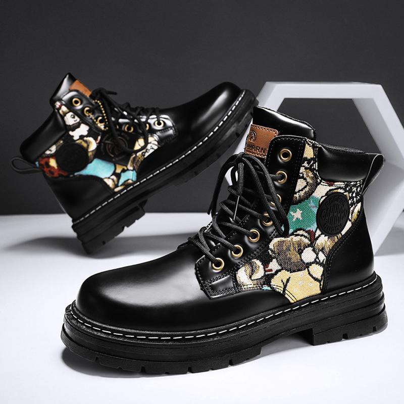 Fashion Autumn Men's Footwear Resistant Waterproof High-top Motorcycle Boots Soft Bottom Work Clothes Anti-slip Yellow Boots Men Boots