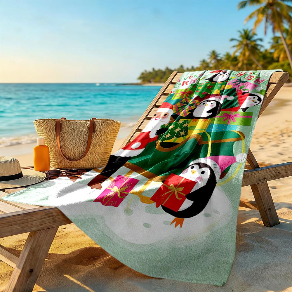Christmas Beach Towel Quick-Dry Soft Microfiber Comfortable Lightweight Perfect for Traveling Yoga Camping and Swimming