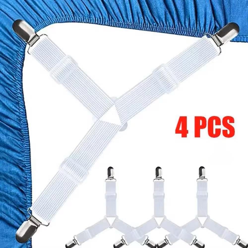 2/4PC Adjustable Elastic Bed Sheet Clips|Prevents Sliding and Movement|Ideal for Beds,Sofas,and Tablecloths, Bedding Accessories