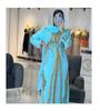 Turquoise Dress Moroccan Maxi Long Kimono Eid Abaya Gown Casual Kaftan Dubai