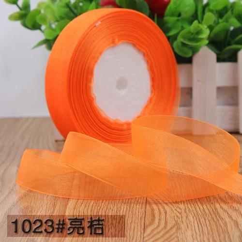 50yards 25mm Organza Chiffon Ribbons Wedding Party Decoration Handmade Ribbon Gift Wrapping Hair Hat Bows DIY Cloth Accessory