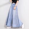 Lockere, drapierte Jeanshose mit hoher Taille für Damen mit weitem Bein und fallenden Jeans