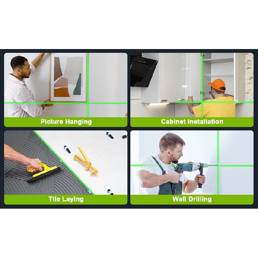 Lfine Laser Level 2 Lines Cross Green Level Laser Horizontal Vertical Nivel Laser Automatic 360°Self-Leveling Laser Level Tools