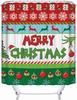 Christmas Shower Curtain Set - Holiday Bell/Christmas Tree/Snowflake Design, Waterproof Fabric, Winter Bathroom Decoration