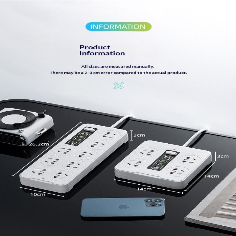 Universal Power Strip Socket Eu Us Au Plug With Usb Type-C Pd Surge Protector Power Cord Extension Sockets