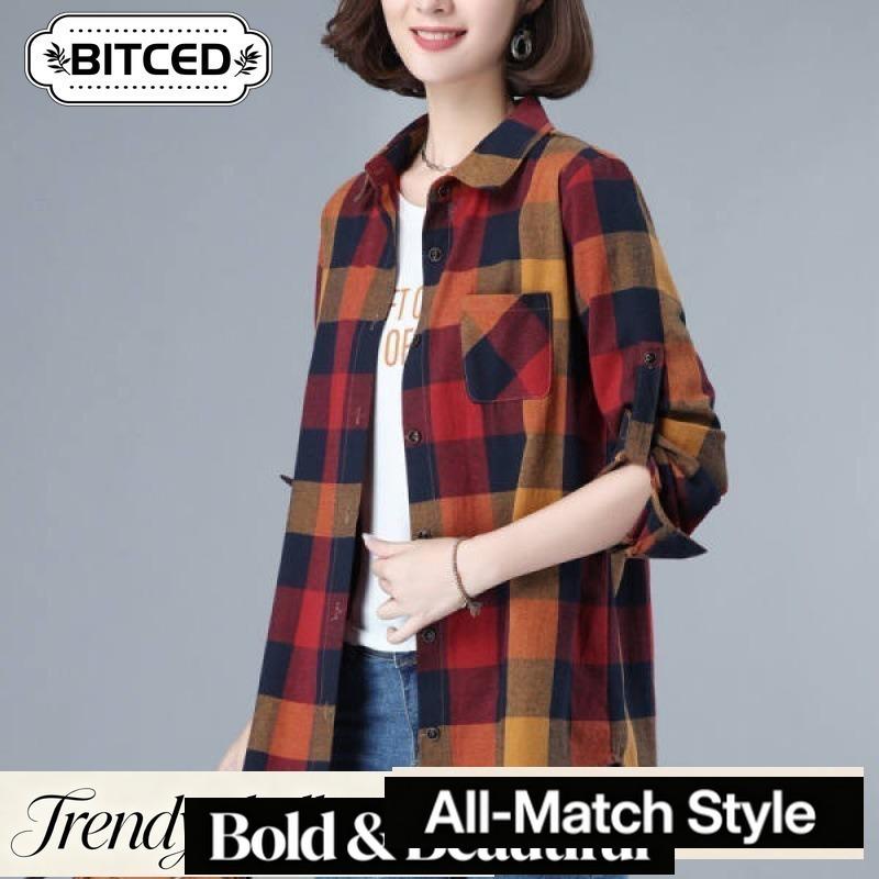 BITCED Women's Fashion Casual Long Sleeve POLO Neck Blouses & Shirts