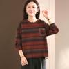 Dimanaf 2025 Plus Size Striped Hoodie Autumn T-shirt Women Long Sleeve Loose Tops Tees Orange