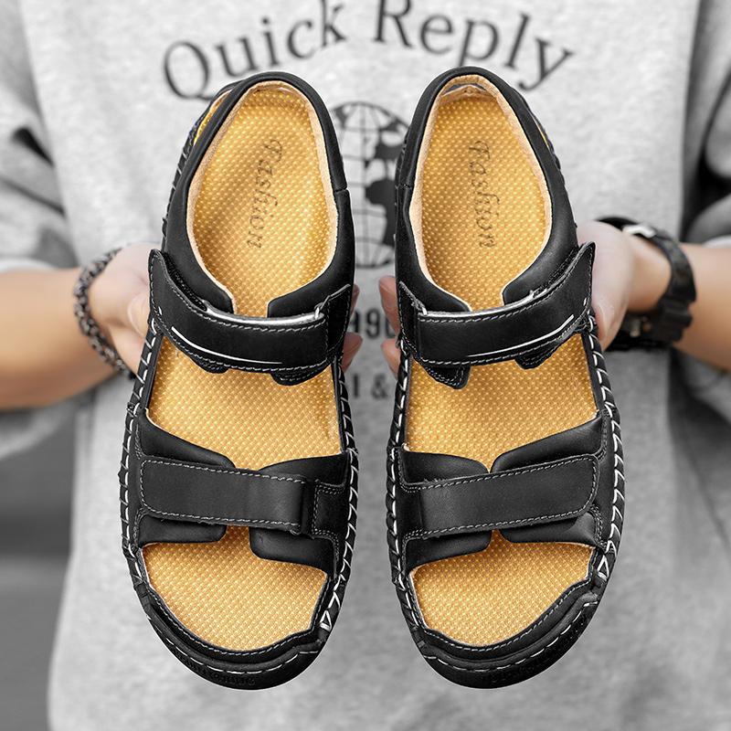 Classic High Quality Cow Leather Sandals Summer Outdoor Handmade Men Sandals Fashion Comfortable Men Beach Leather Shoes Size48