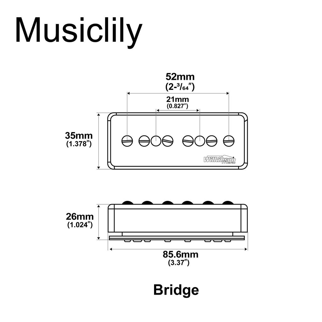 Wilkinson M Series Stacked P90 Humbucker for Electric Guitar Black Single-Coil Pickup, Size, SG/LP Bridge,
