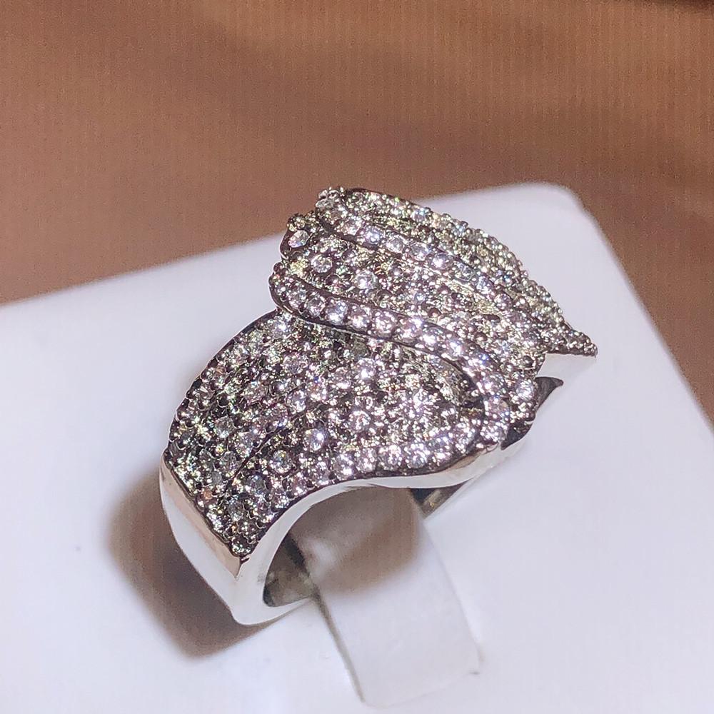 Pierścionki w kształcie krzywej dla kobiet biała cyrkonia olśniewające pierścienie Retro ślub panny młodej zaręczyny pełne wiertło biżuteria pierścionek dla par upominki dla ukochanej osoby