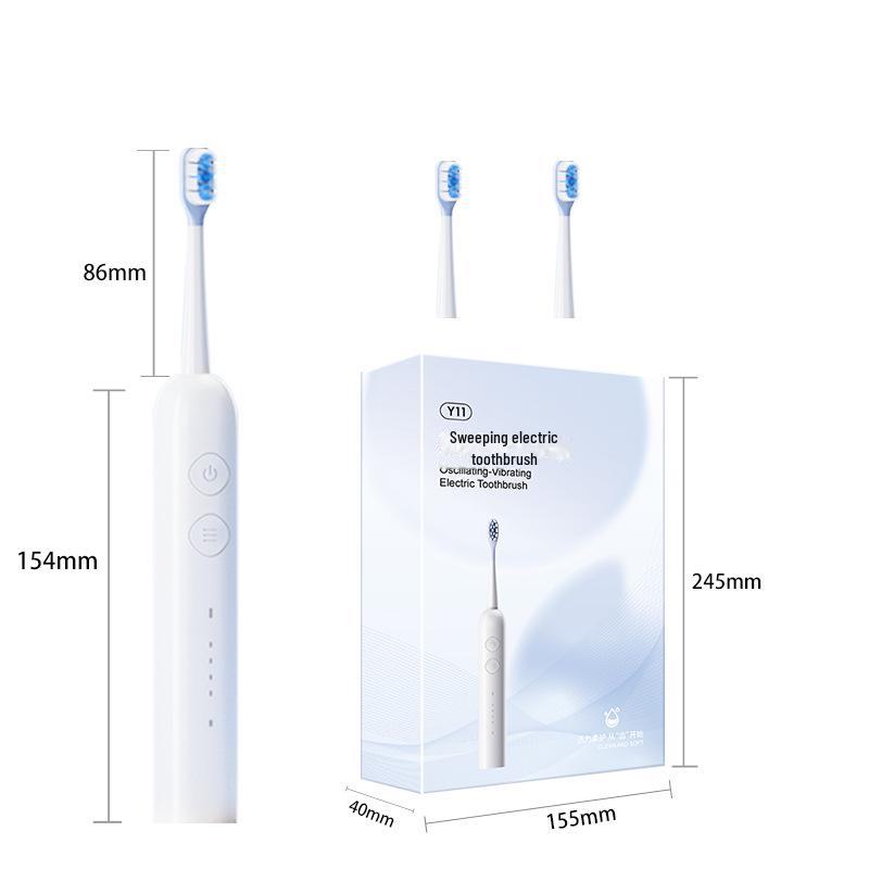 

Водонепроницаемая электрическая зубная щетка со сменными головками и зарядкой через USB