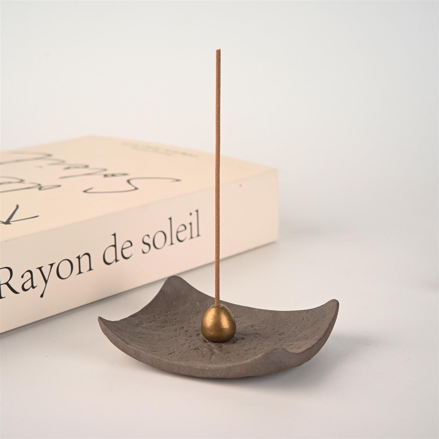 Zen Antique Handcrafted Ceramic Incense Holder: Elegant Tile-Base Coil Burner