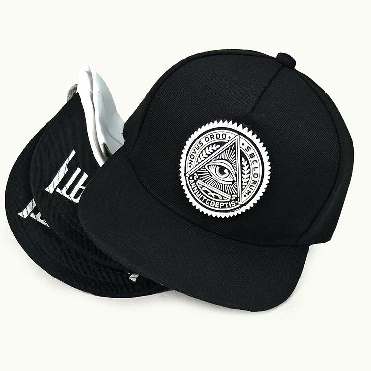 INS Flat Edge Baseball Cap, Ladies Personality Rubber Round Label Eyes Hip Hop Hat