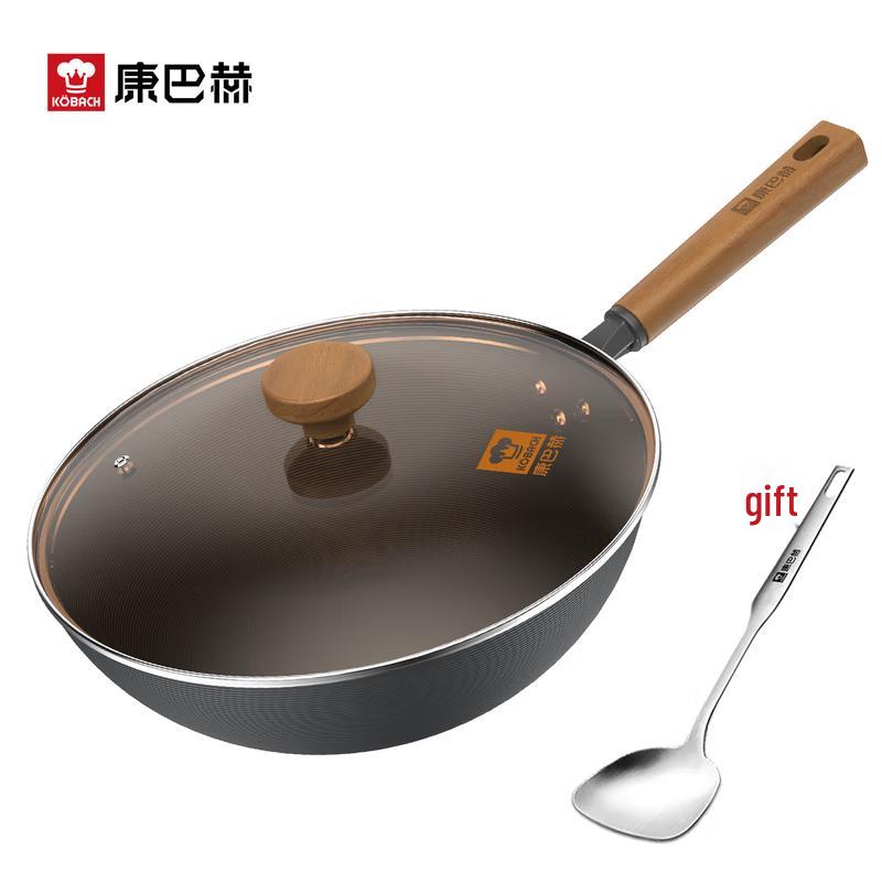KOBACH 32cm Non-Coating Deep Nitrided Iron Wok Set