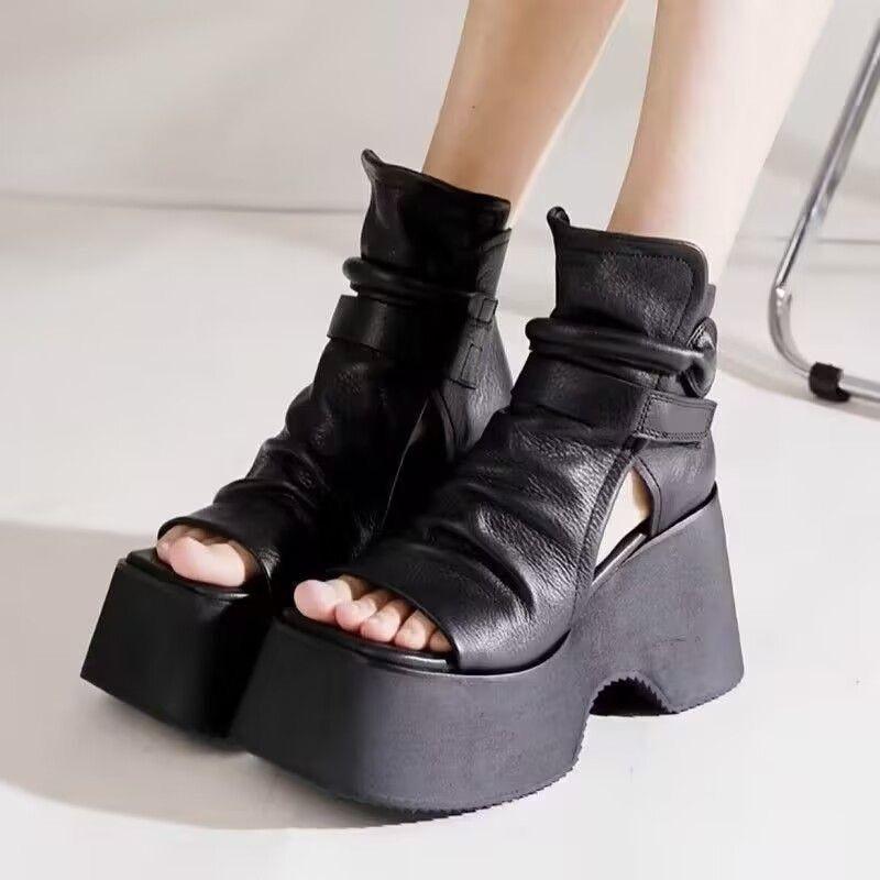 Fashion 2025 Fashion Women's Shoes Peep Toe Women's Sandals Summer Platform High Heels Sandals Casual High Top Solid Shoes Zapatos Mujer