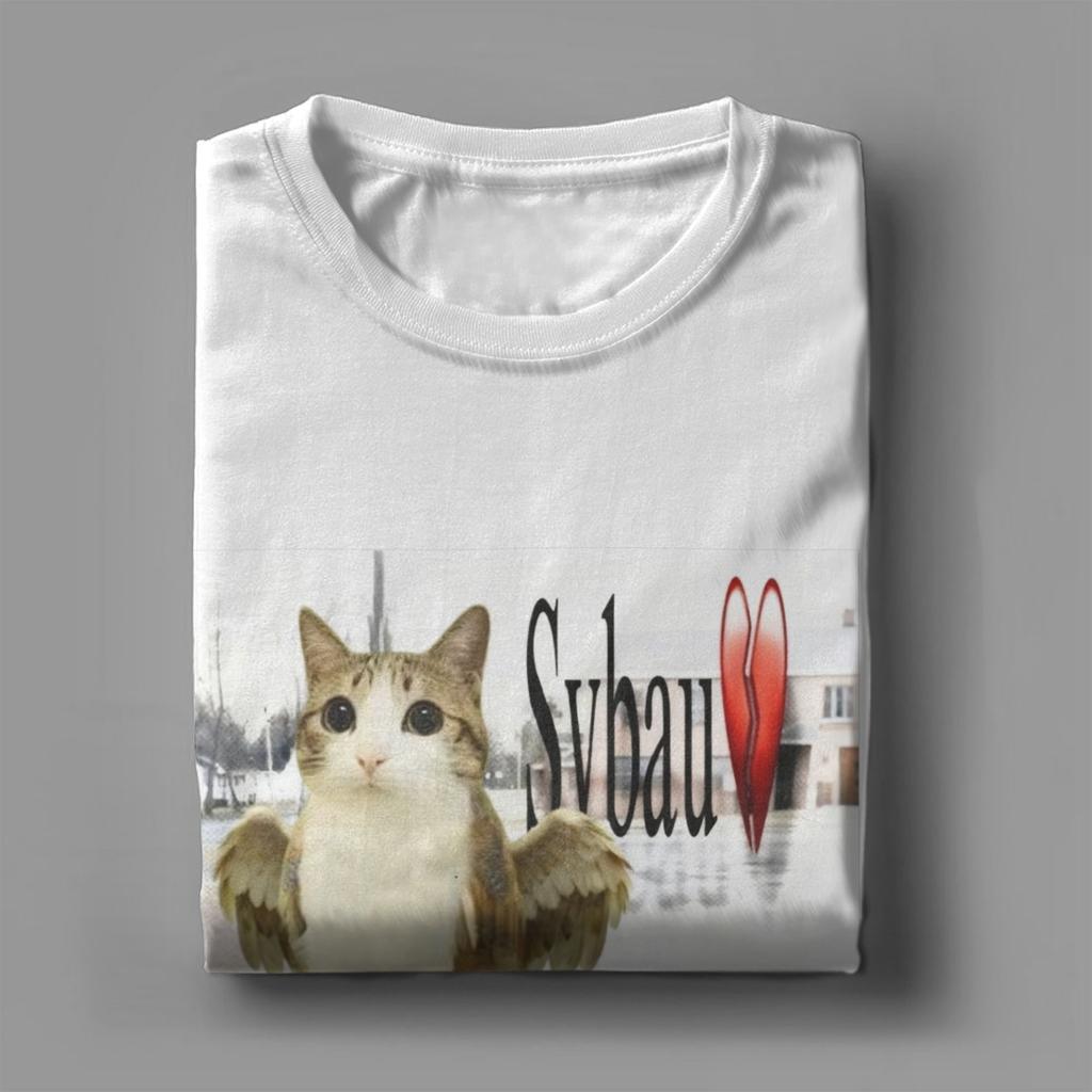 Sybau Meowl Kočičí sova Kočičí trička pro muže Vintage tričko z čisté bavlny S kulatým výstřihem Krátký rukáv Trička Dárková trička