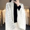 100%Wool Knitted Scarf Cardigan Women Hollow Out Fashion Dual-Use Soft Warm Shawls Winter Autumn All Match Neck Warmer