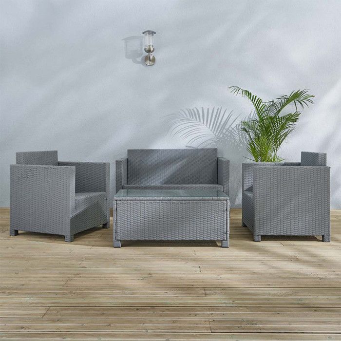 Gray Resin Garden Furniture "Belem" 4 Places Wilsa Garden