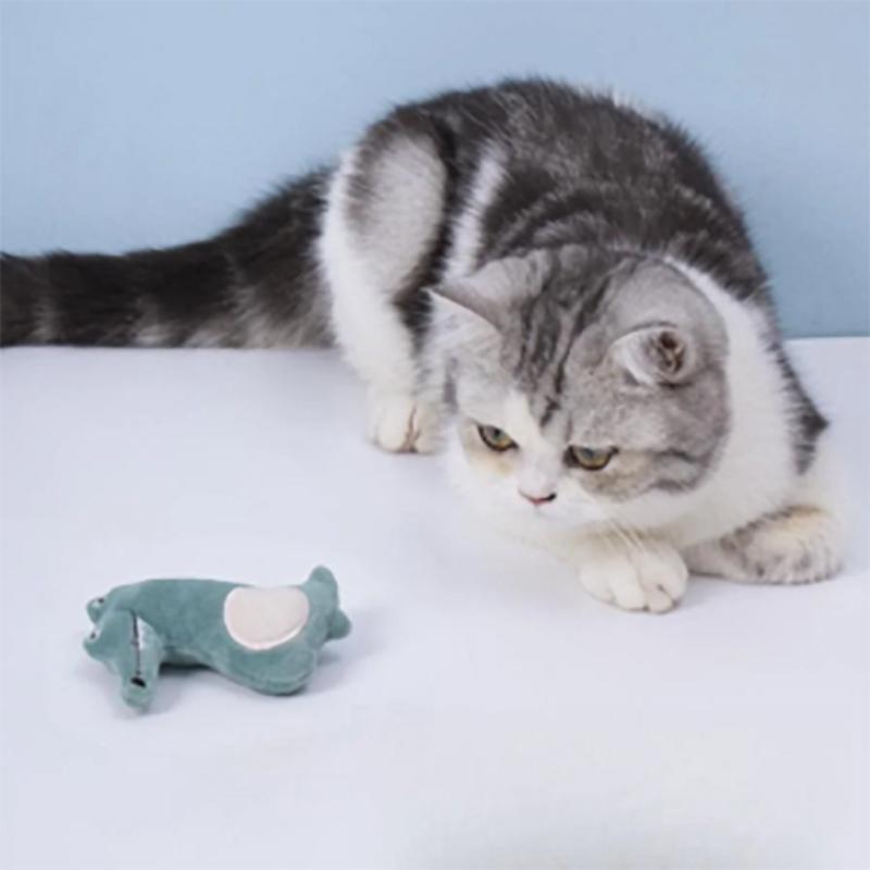 Pet Teeth Grinding and Anti Bite Toy Cartoon Plush Animal Cute Doll Self Fun and Soothing Pet Cat Toy Suitable for Home Play
