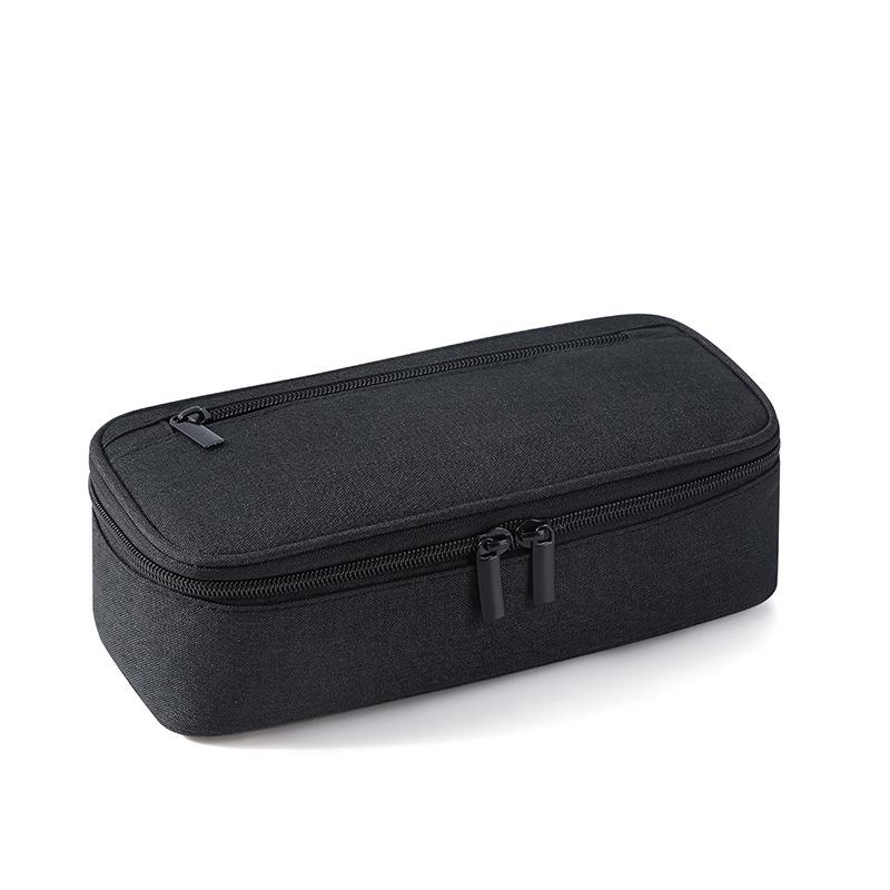 Simple Solid Color Canvas Pencil Case – Large Capacity for Students чёрный