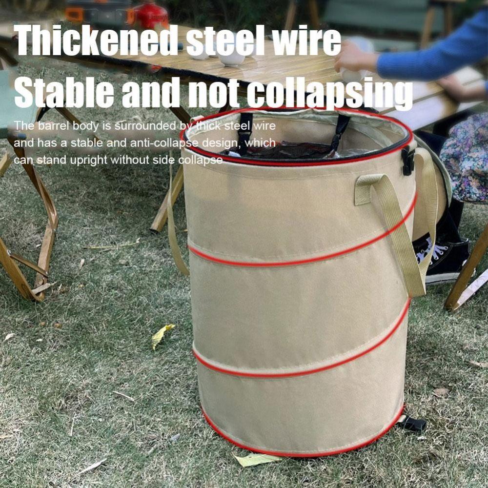 Foldable Outdoor Trash Can Large Capacity Deciduous Garbage Bag Camping Garbage Bin  Yard Garden