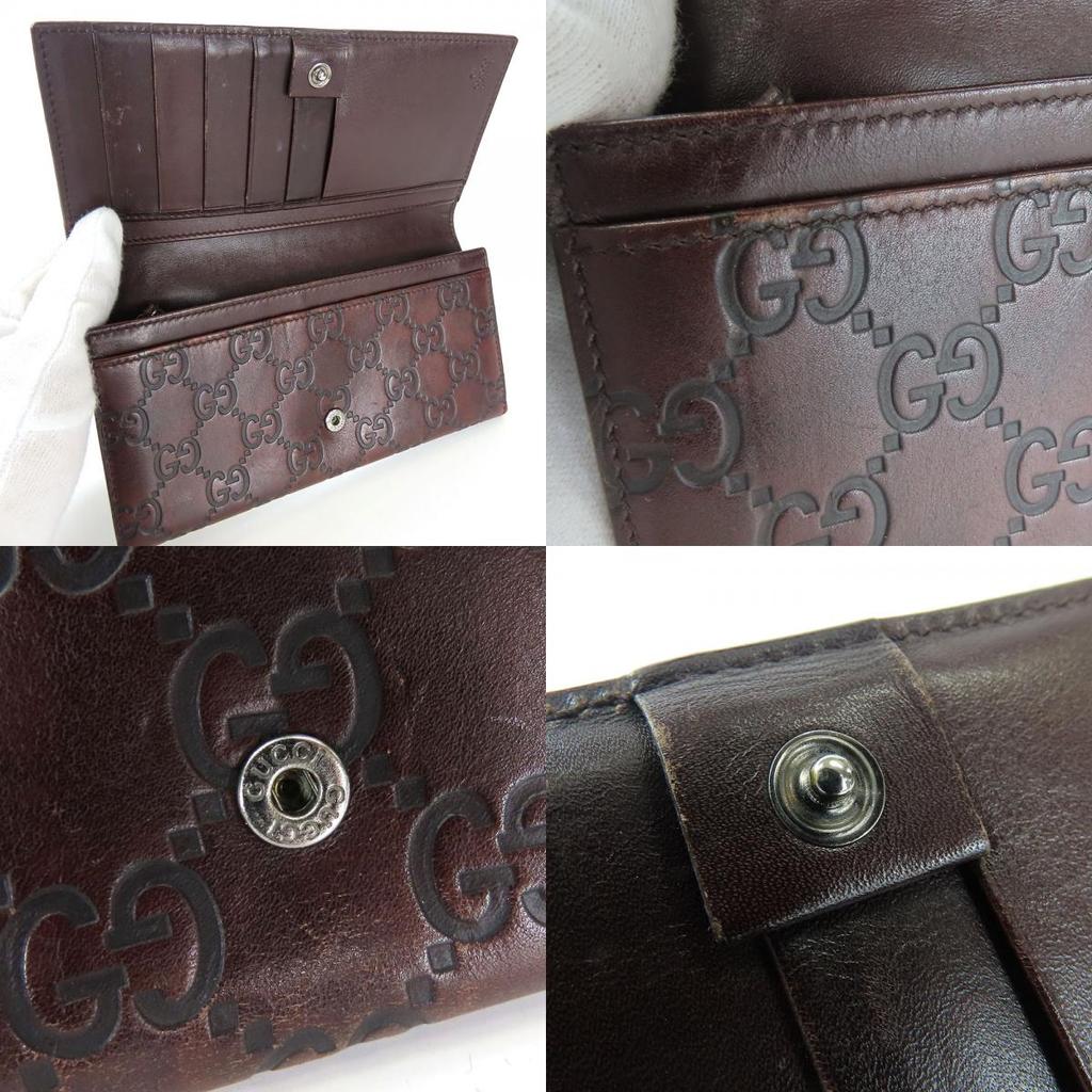 Used GUCCI Bifold Wallet 146229 Sima leather Dark brown Purse