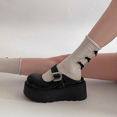 Scarpe basse da college in pelle piccola primavera jk platform rialzanti scarpe singole retrò fibbia a T Mary Jane mezze pantofole